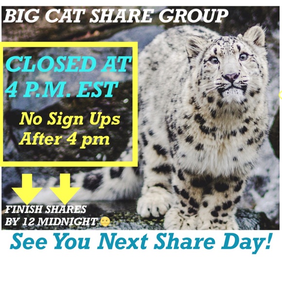 BIG CAT SHARE GROUP  MONDAY 9/22 CLOSED - Picture 1 of 4
